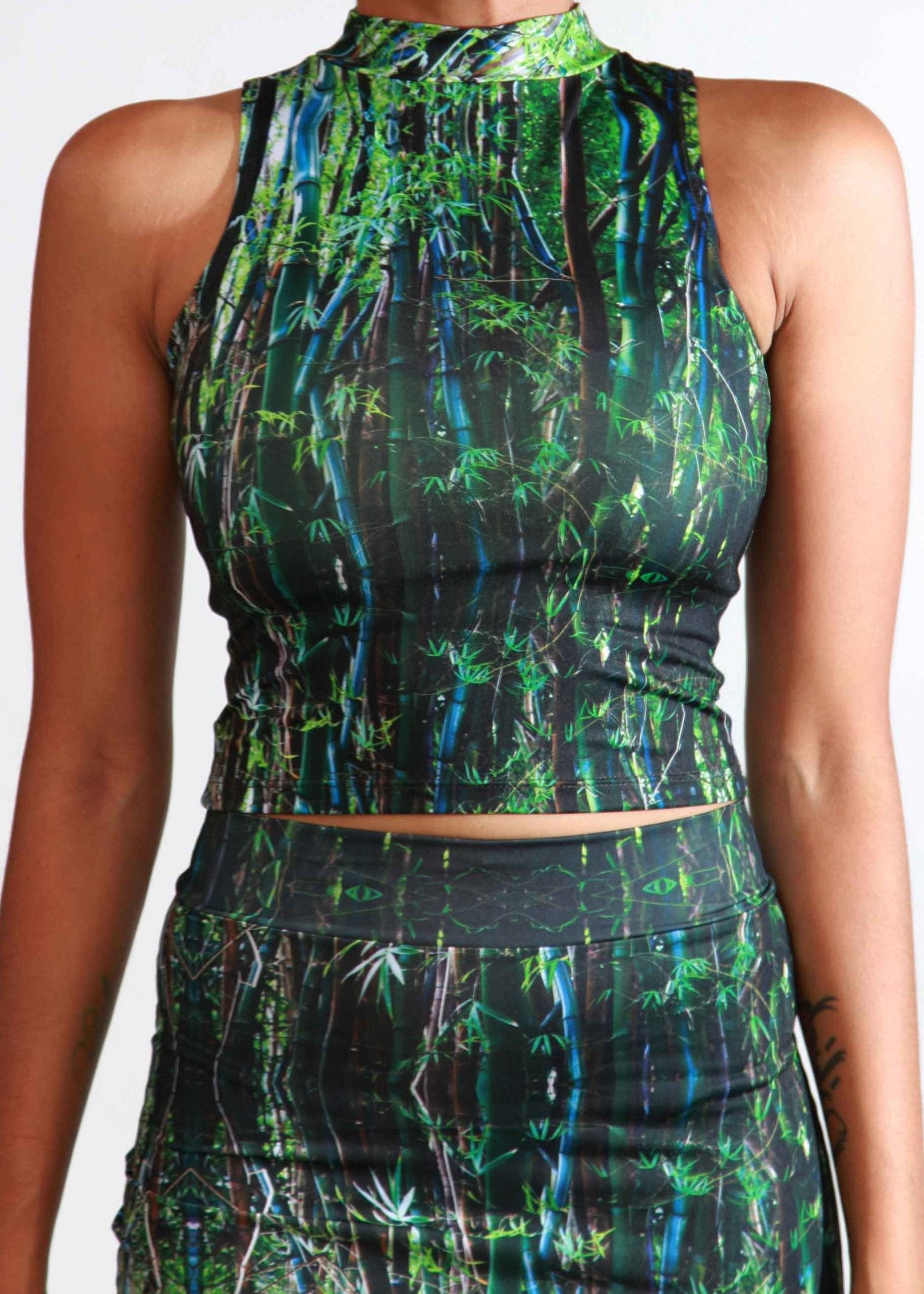 Bamboo Camo Mock Neck Top