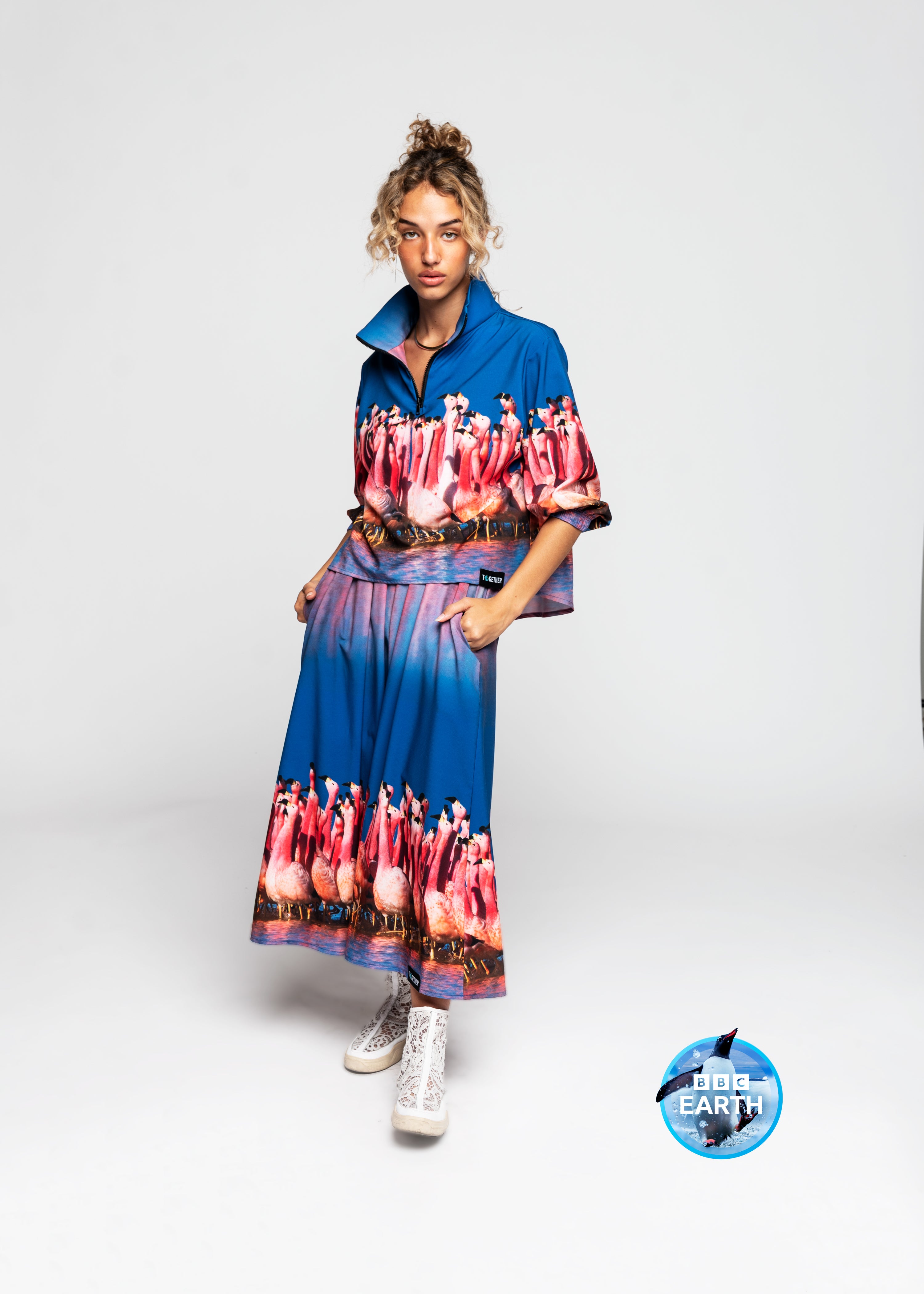 Flamingo Pleated Skirt