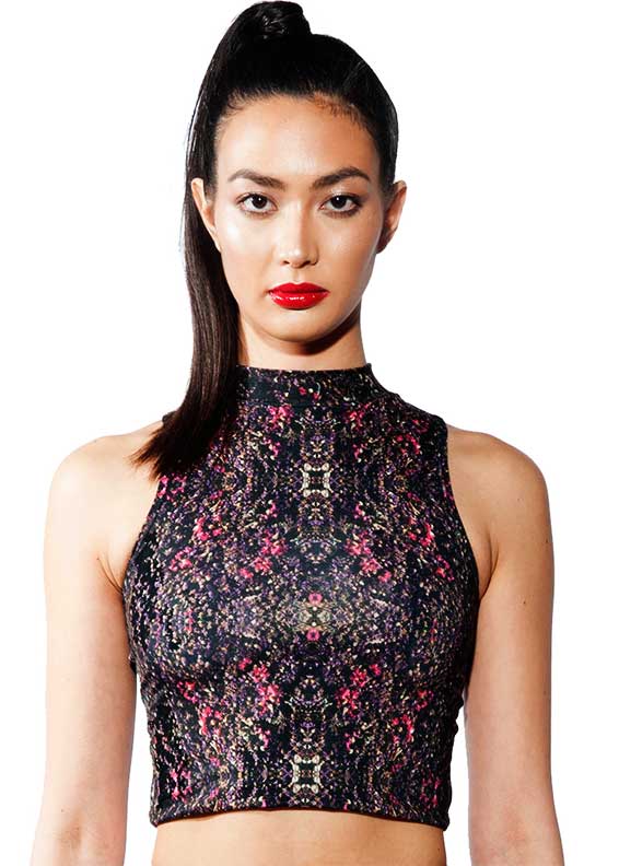 Floral Snakeskin Mock Neck Top