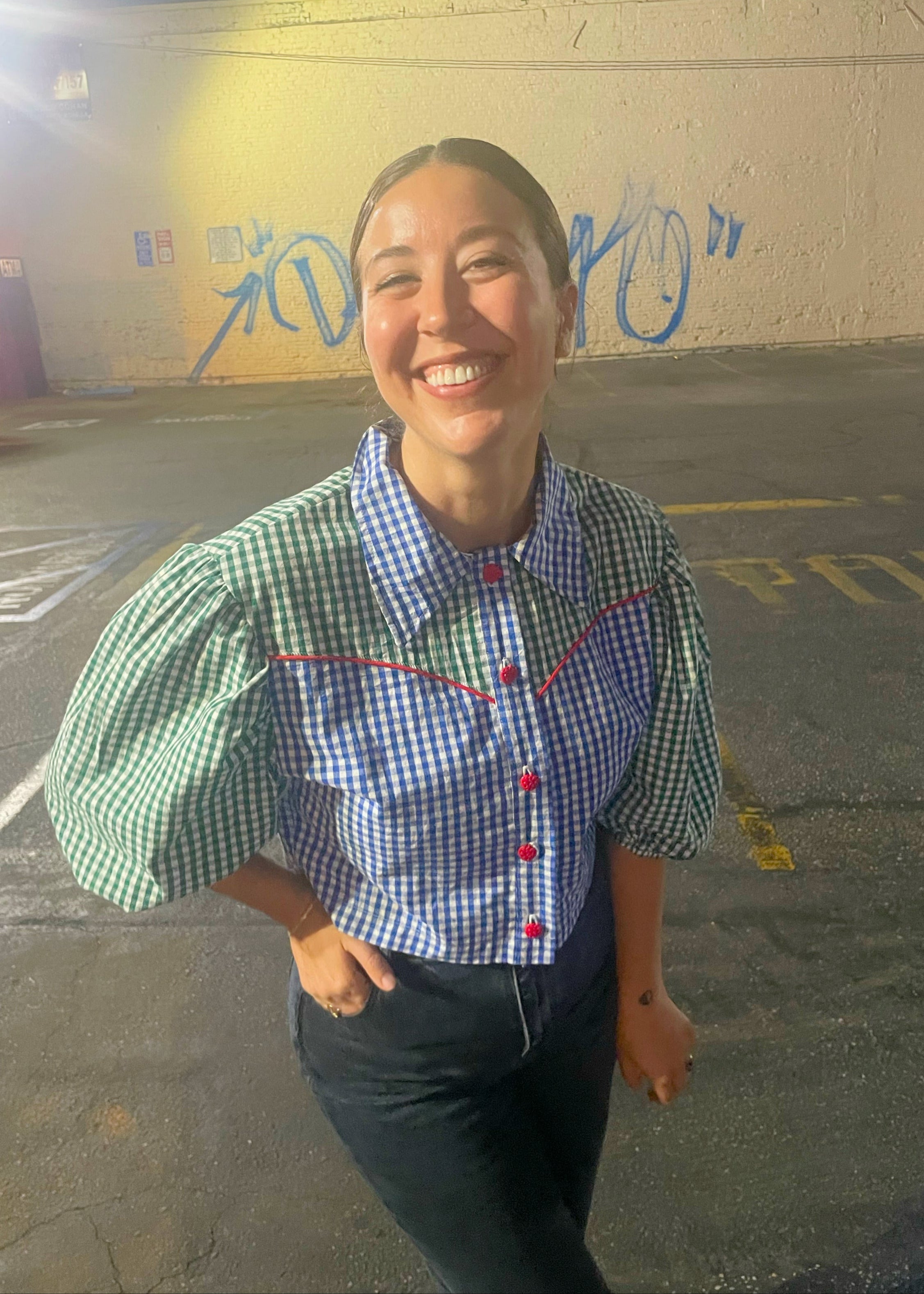 Gingham Strawberries Western Shirt