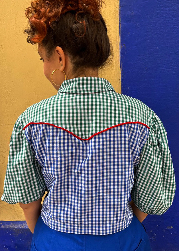 Gingham Strawberries Western Shirt