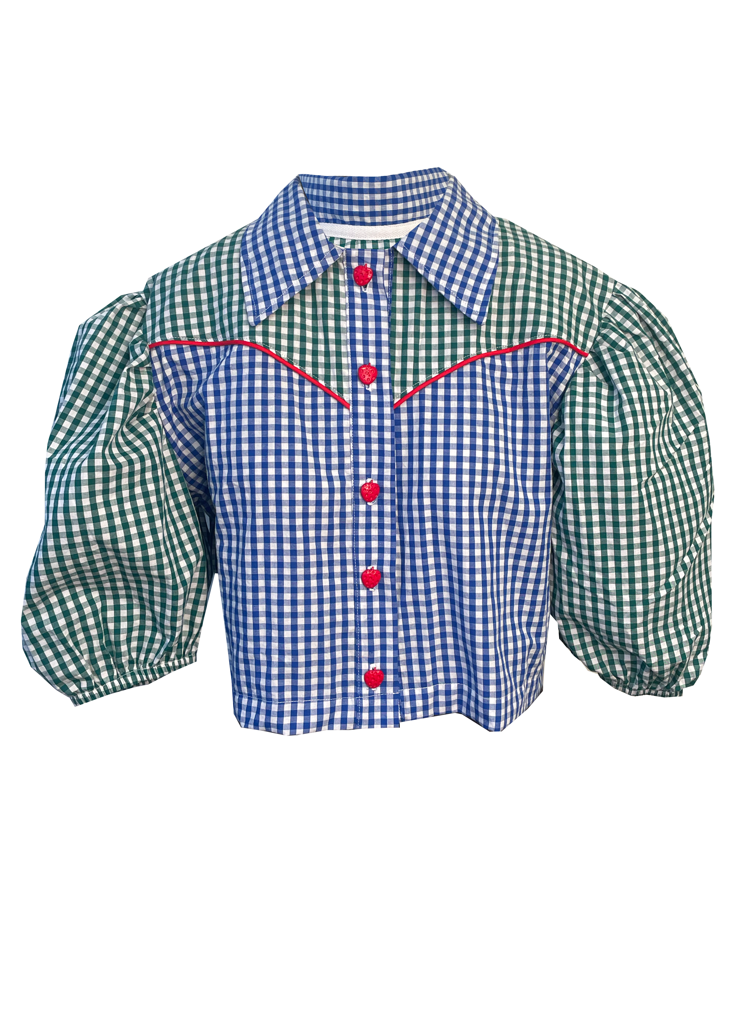 Gingham Strawberries Western Shirt
