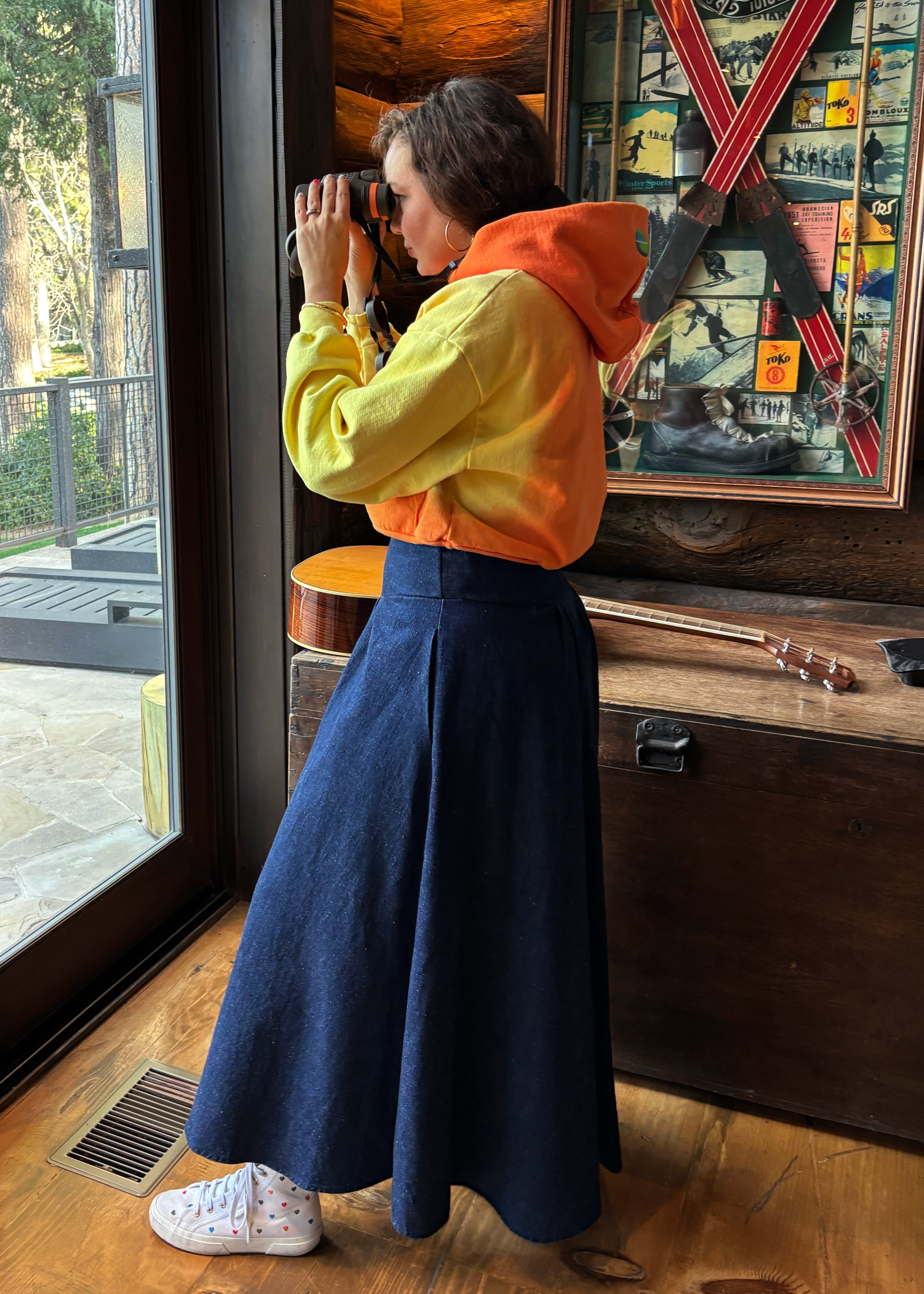 Hemp Denim Maxi Skirt