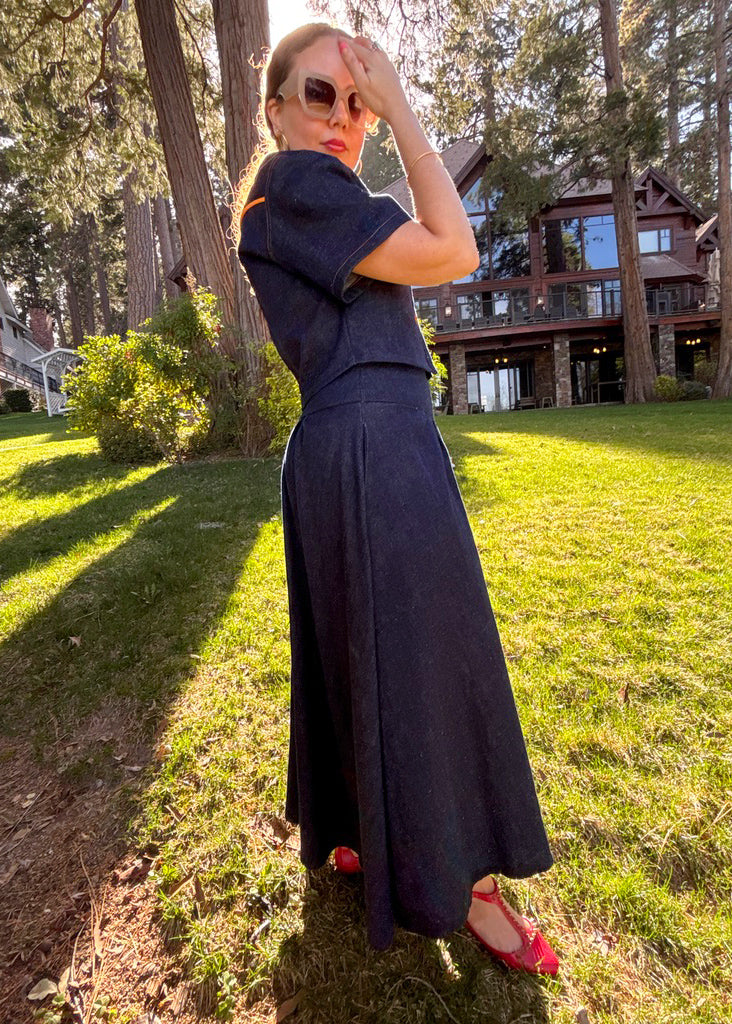 Hemp Denim Maxi Skirt