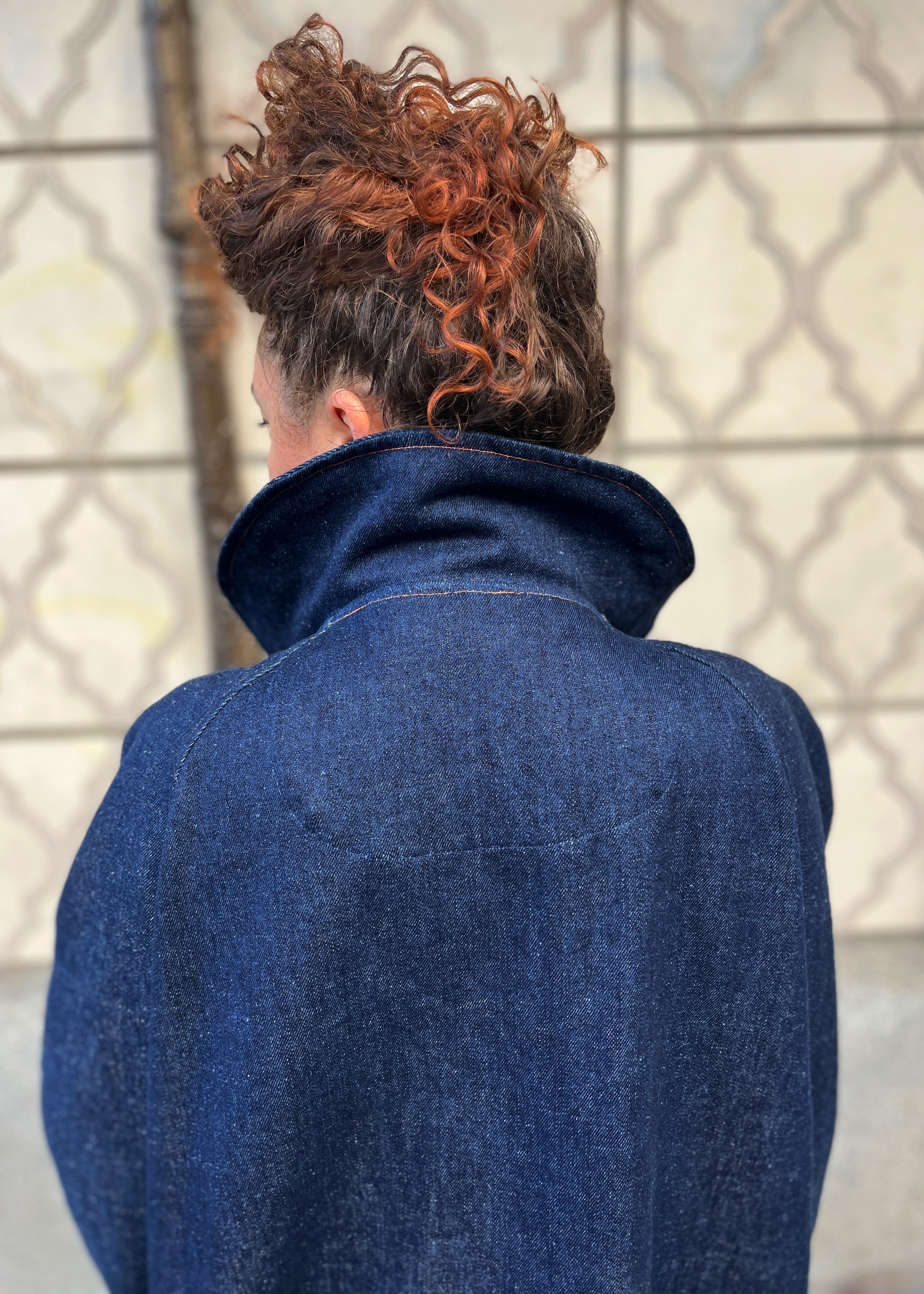 Hemp Denim Coat with Amber Buttons