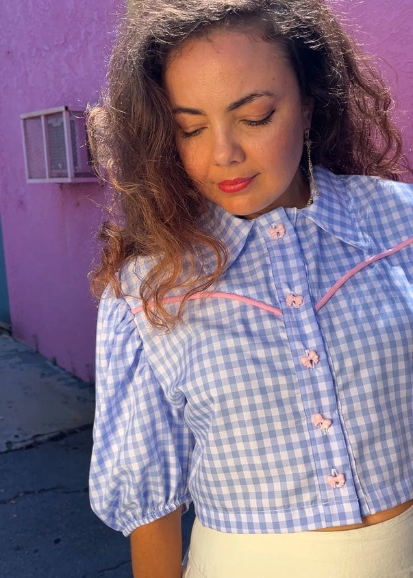 Gingham Bows Western Shirt