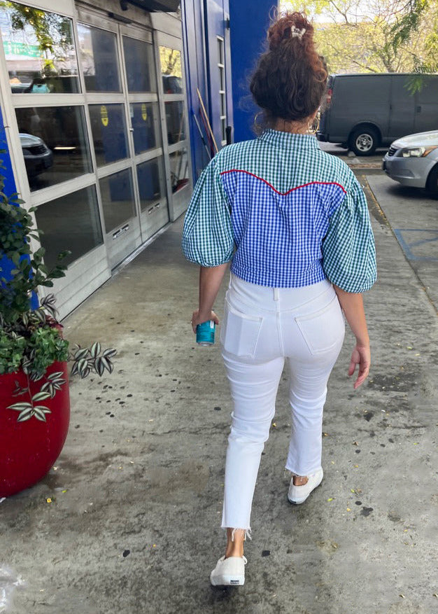 Gingham Strawberries Western Shirt