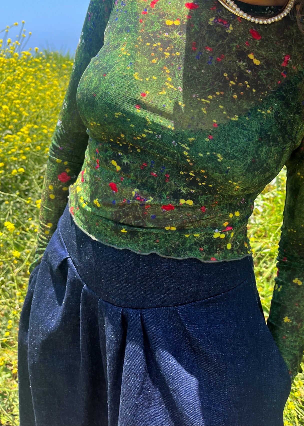 Hemp Denim Maxi Skirt