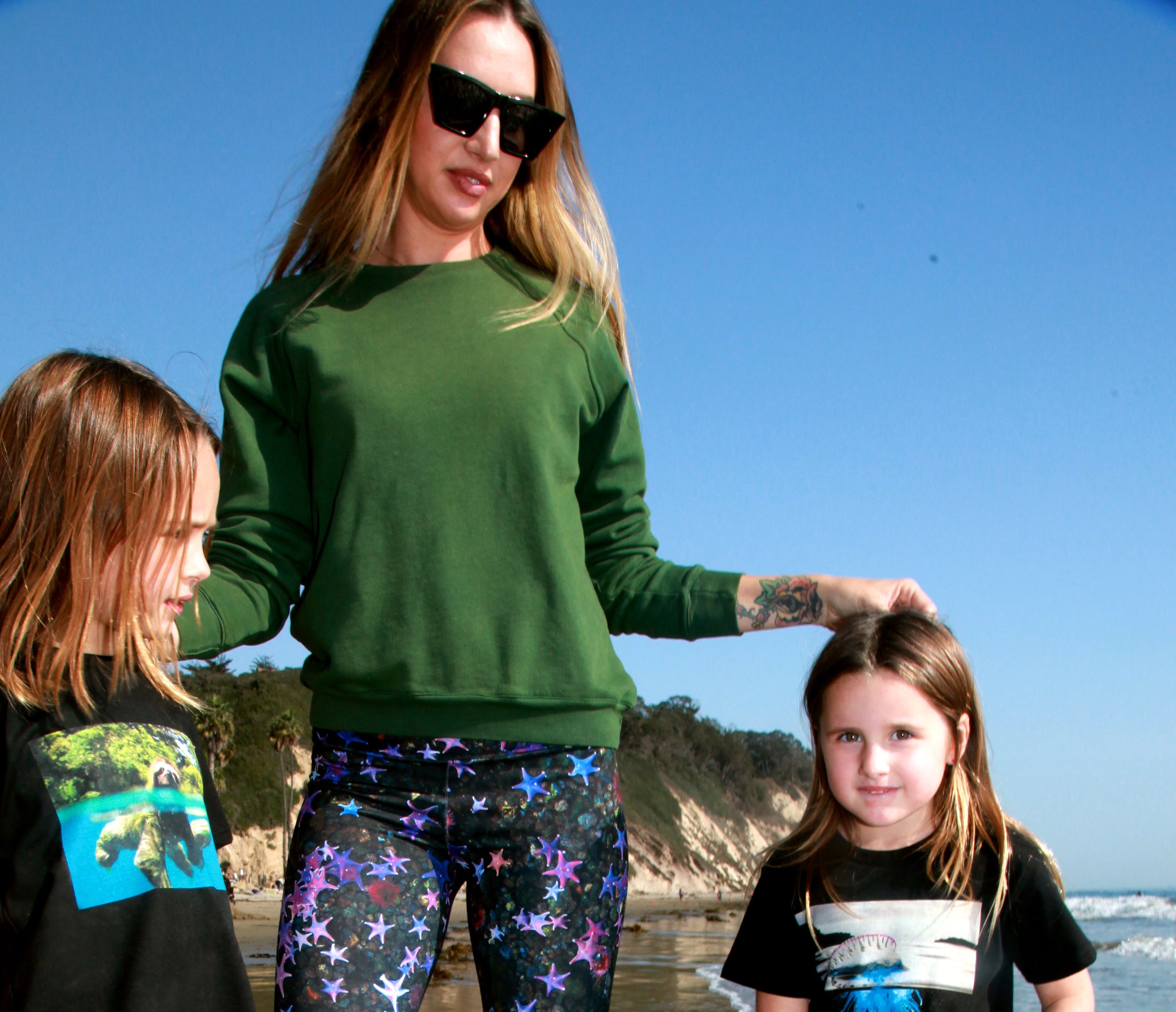 Gatherer Green Raglan Unisex Sweatshirt made from organic cotton in Los Angeles.