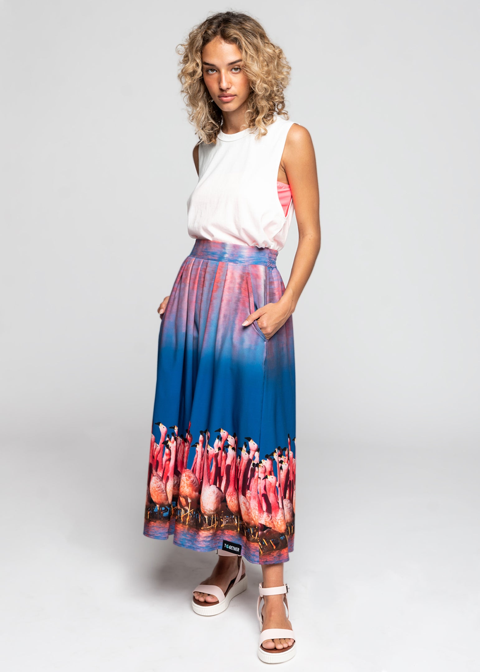 Flamingo Pleated Skirt