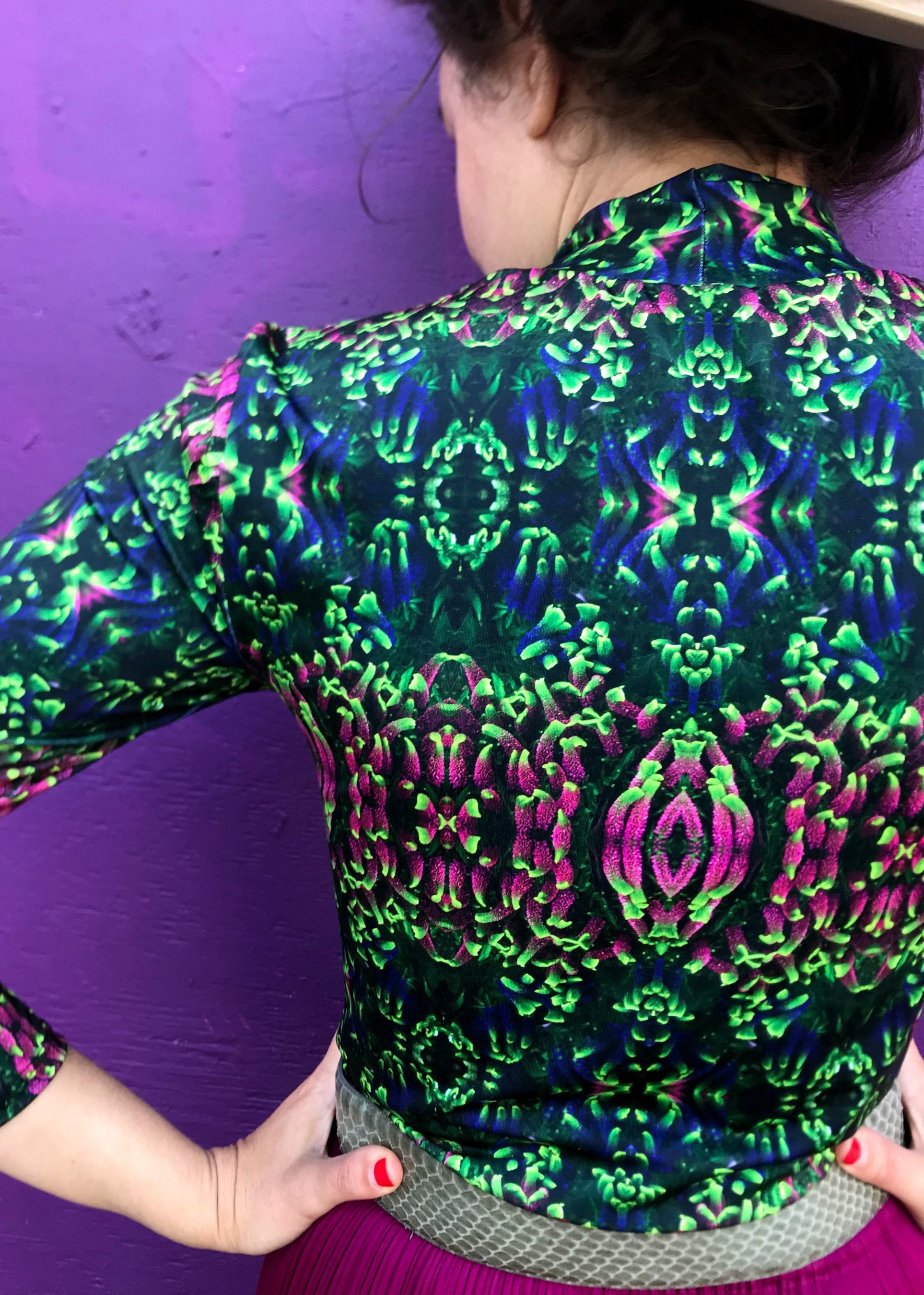 Floral Coral Turtleneck