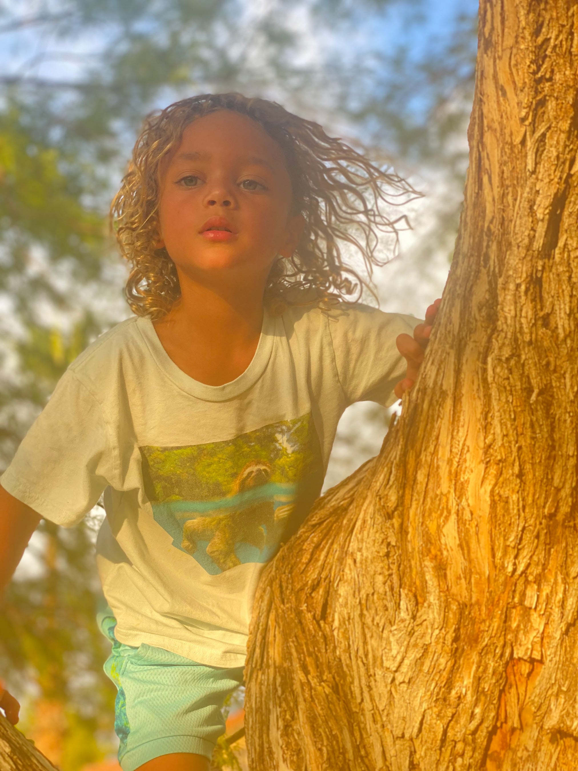 Kids Sloth Organic Blue Tee
