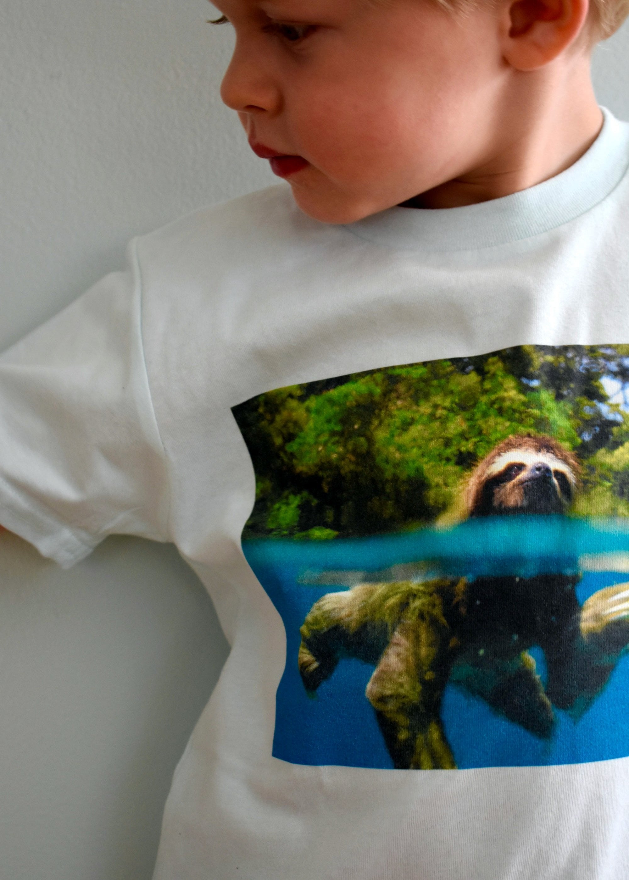 Kids Sloth Organic Blue Tee
