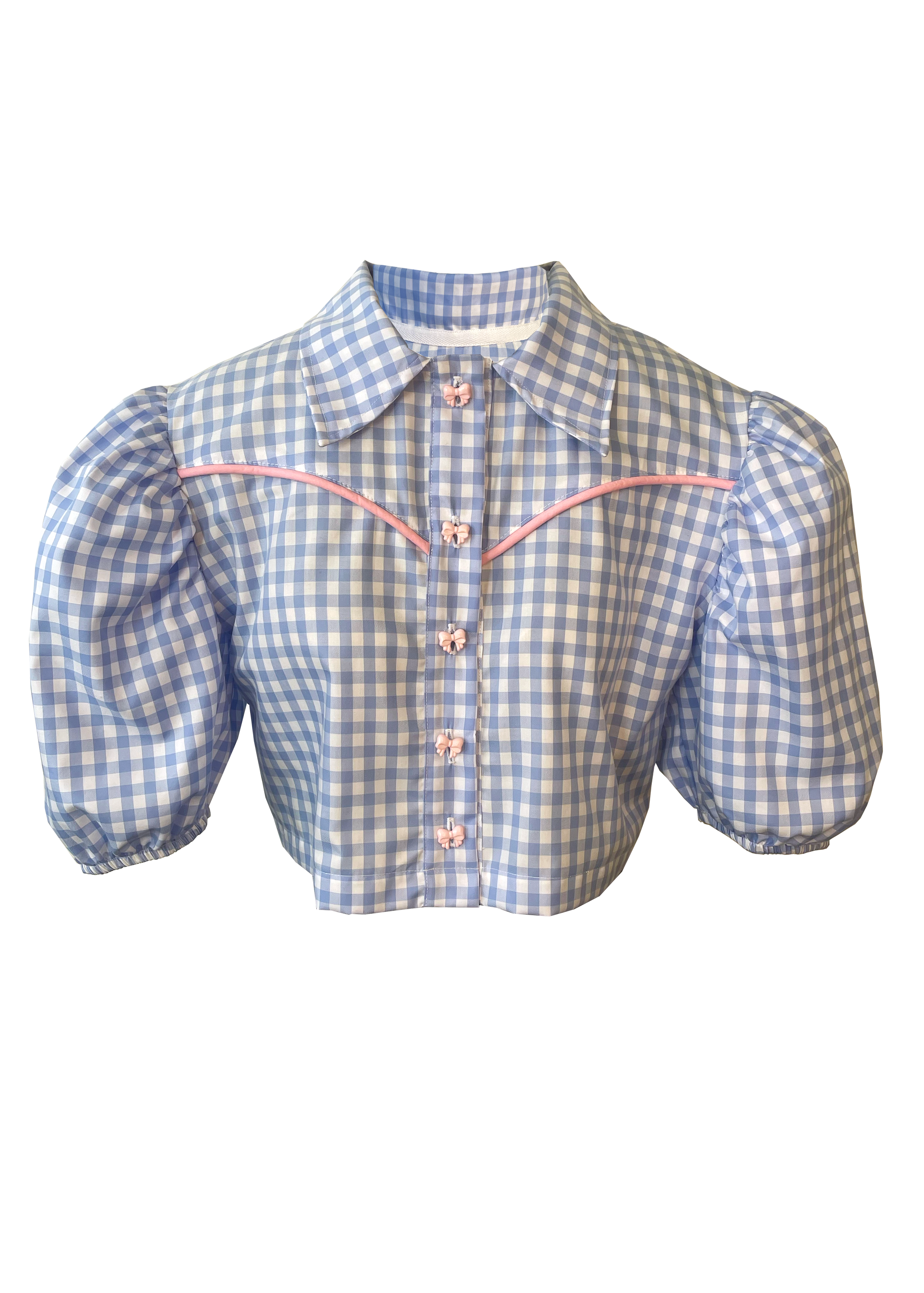 Gingham Bows Western Blouse