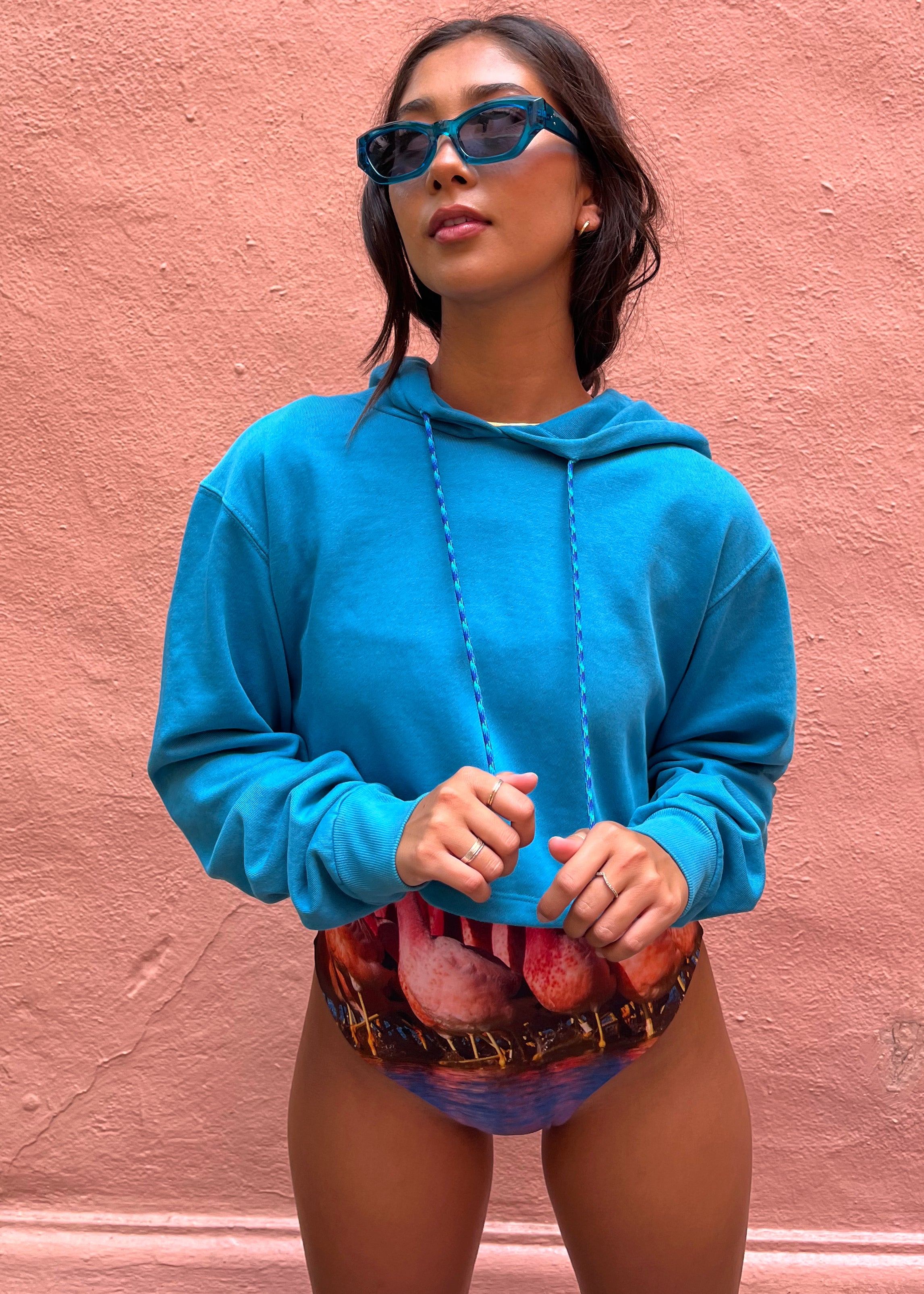 Cerulean Organic Cropped Hoodie