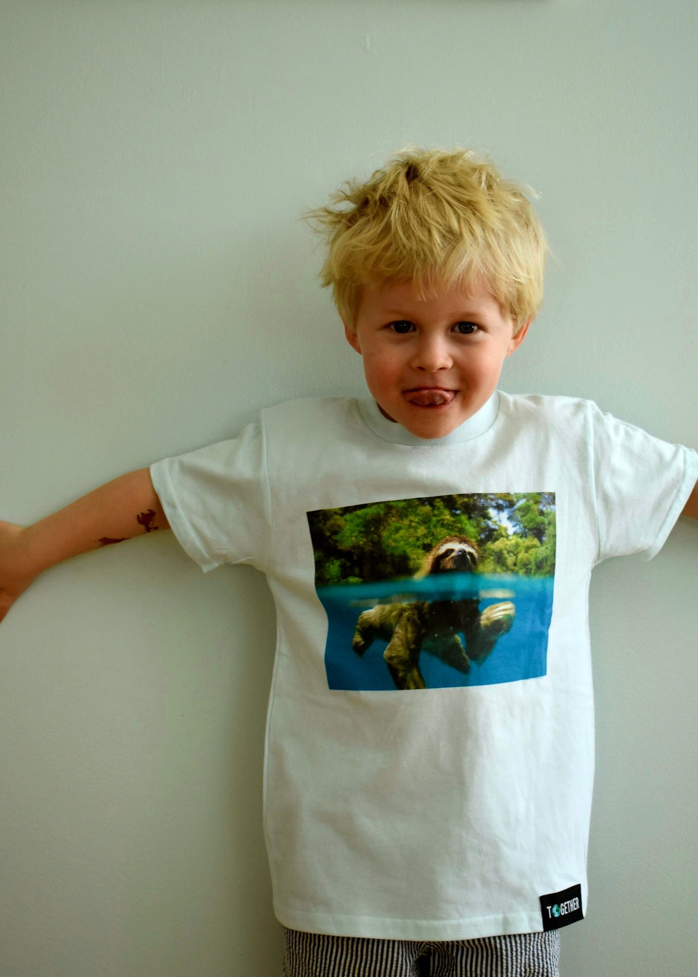 Kids Sloth Organic Blue Tee